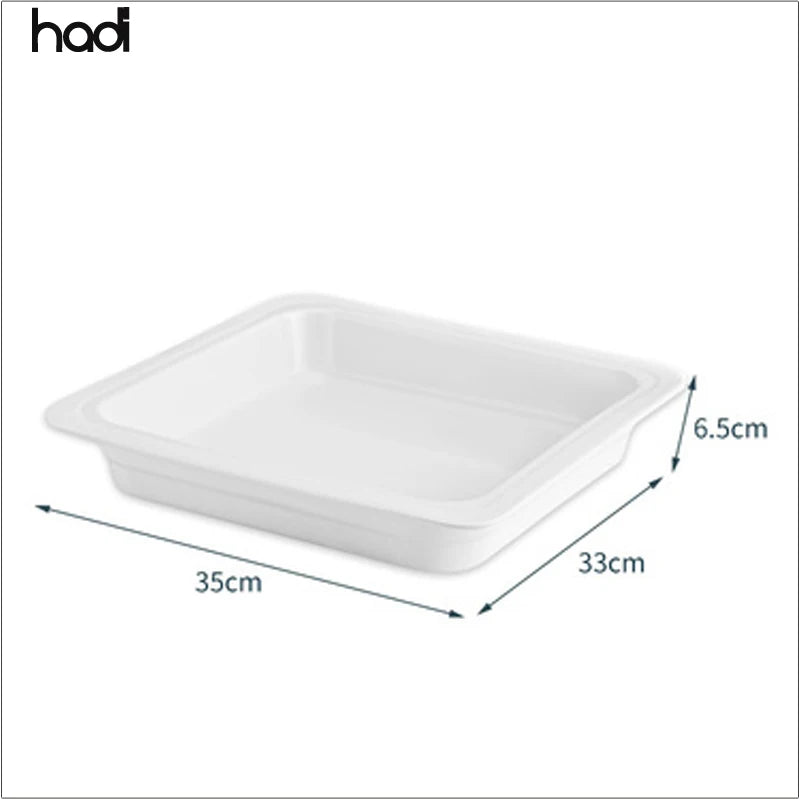 Guangzhou Hadi Hotel Kitchen Equipment's White Gastronorm Chafing Dish Insert Rectangle Porcelain Food Square Gas Model F01