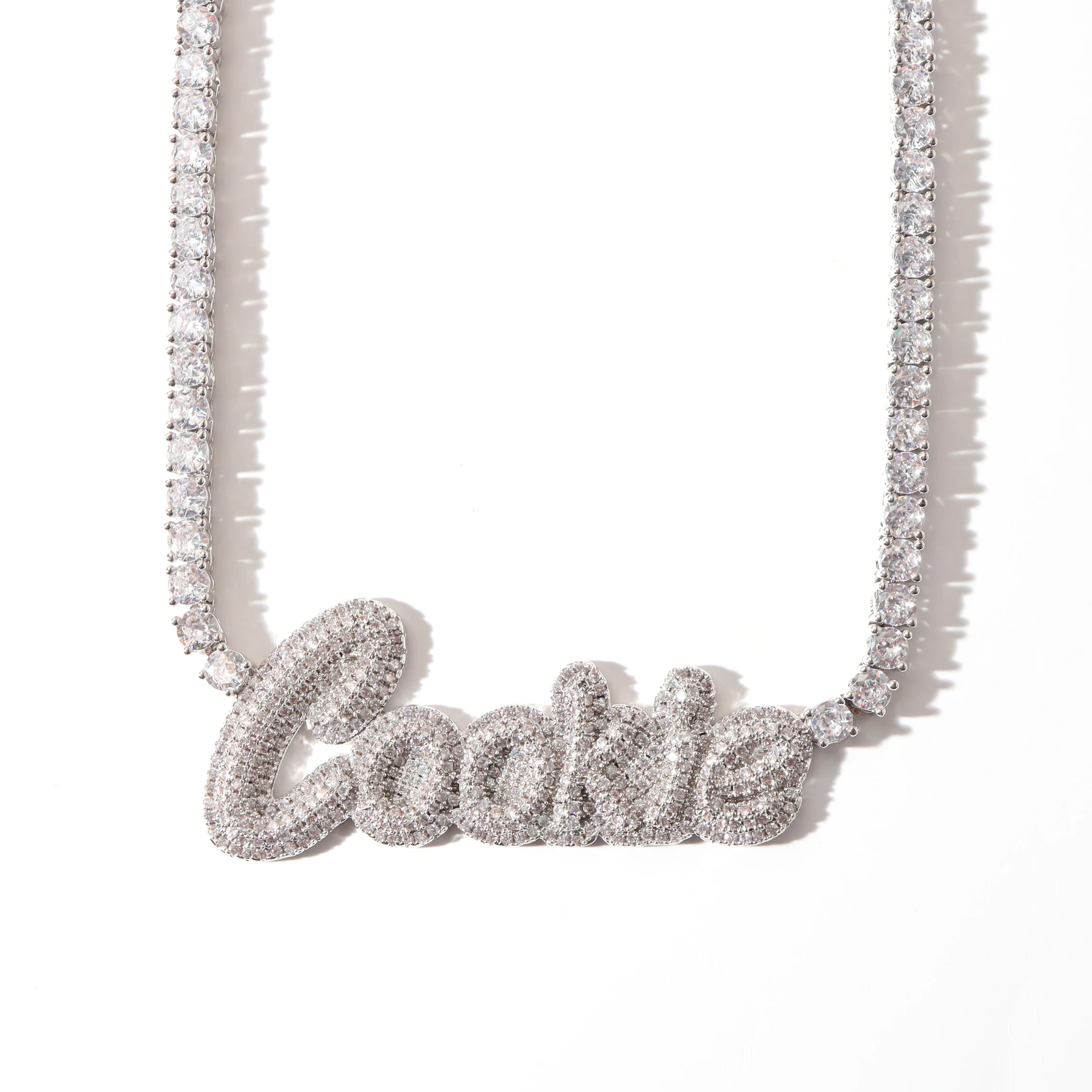 Premium Luxury Ins Hot Custom AAA Zircon 18K Gold Plated Brass Necklace Personalized Name Jewelry for Weddings Parties