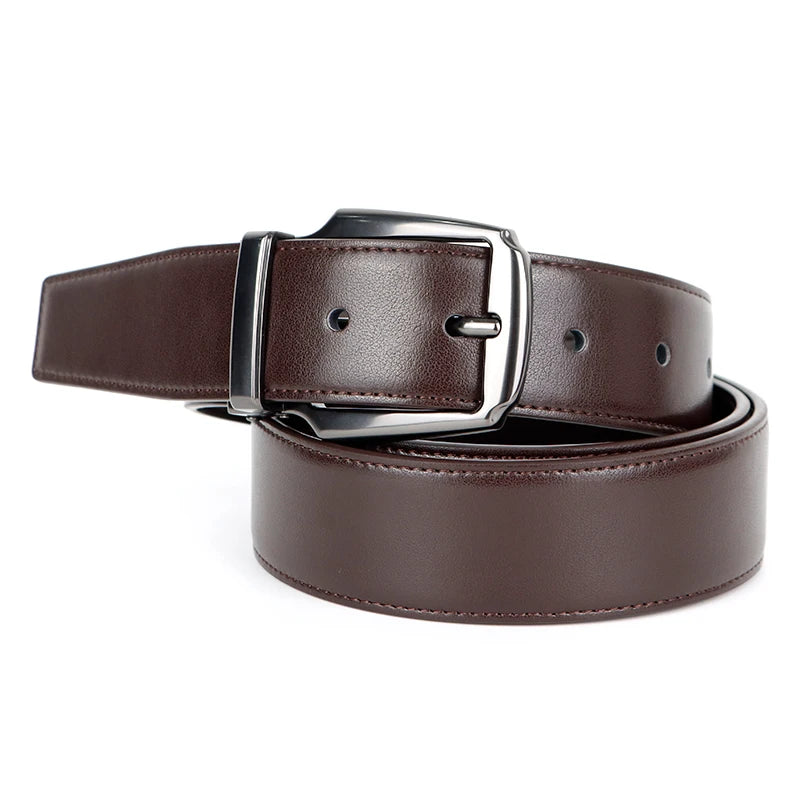 Factory Direct Sales Men Leather Belt Alloy Buckle Double Leather Belt Retro Fashion Classic Belt