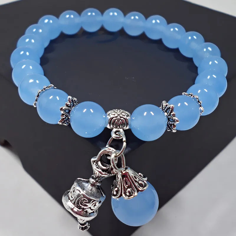 Elegant Natural Pink Quartz Beaded Bracelet Fashion Jewelry Bracelet Pulseras Mujer Red Lucky Beads Bracelet for Girls