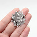 Pinwheel Flower Filigree Connector 35x32mm Antique Silver Alloy 4-Loop Link for Multi Strand Bracelet MegaBDM