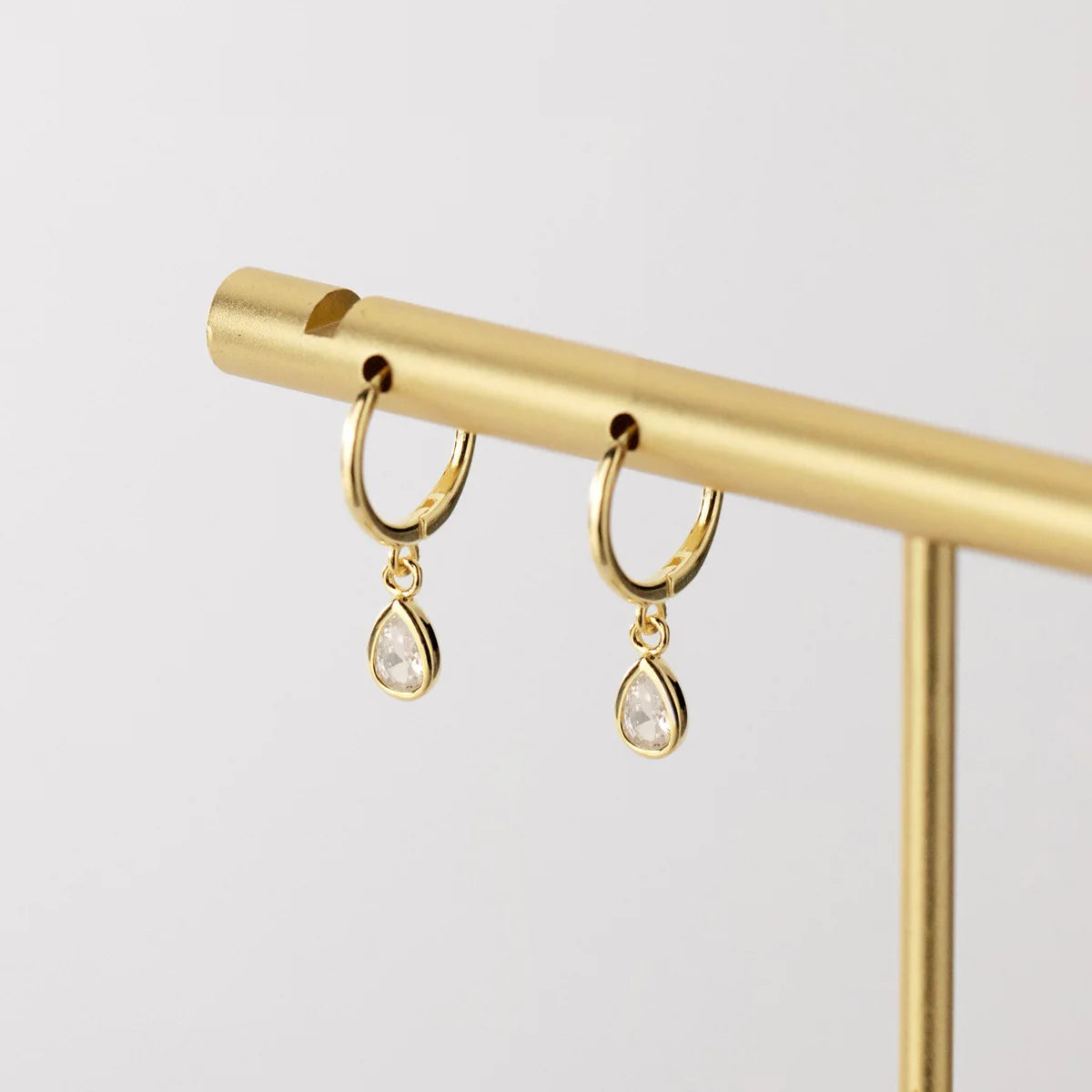 Daidan Silver Hoop Earrings 925 Sterling Waterdrop Gold Plated Hoop Zircon Water Drop Earrings