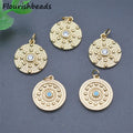 Fashion Design Nickel Free Anti Rust 18K Gold Plated White CZ Turquoise Beads Pave Round Charms for Jewelry Making