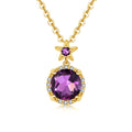 Necklace Pendant 18K Gold Plated Amethyst Gemstone Real Silver Fine Jewelry Factory Custom Pendant Necklace for Women Fashion