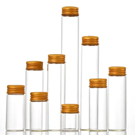 High Quality Borosilicate Glass Bottle Mini Glass Tube Vials With Golden Aluminum Screw Lid Hot Sale Products