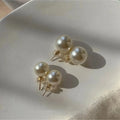 Pure 925 Sterling Silver Elegant Cute Strong Light  Large Round Shell Pearl Stud Earrings for Women Girls
