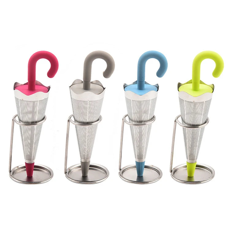 Stainless Steel & Silicone Umbrella Shaped Stand Loose Leaf Tea Infuser Strainer