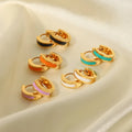 New Style Enamel Small Size Huggie Hoop Earrings Stainless Steel Gold 18K Plated Oil Dripping Ear Cuff