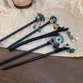 Chinese Retro Style Peach Wood Carved Hairpin Handmade Jade Flower Pearl Hair Stick Hairpin Hair Styling Tools Hair Accessories
