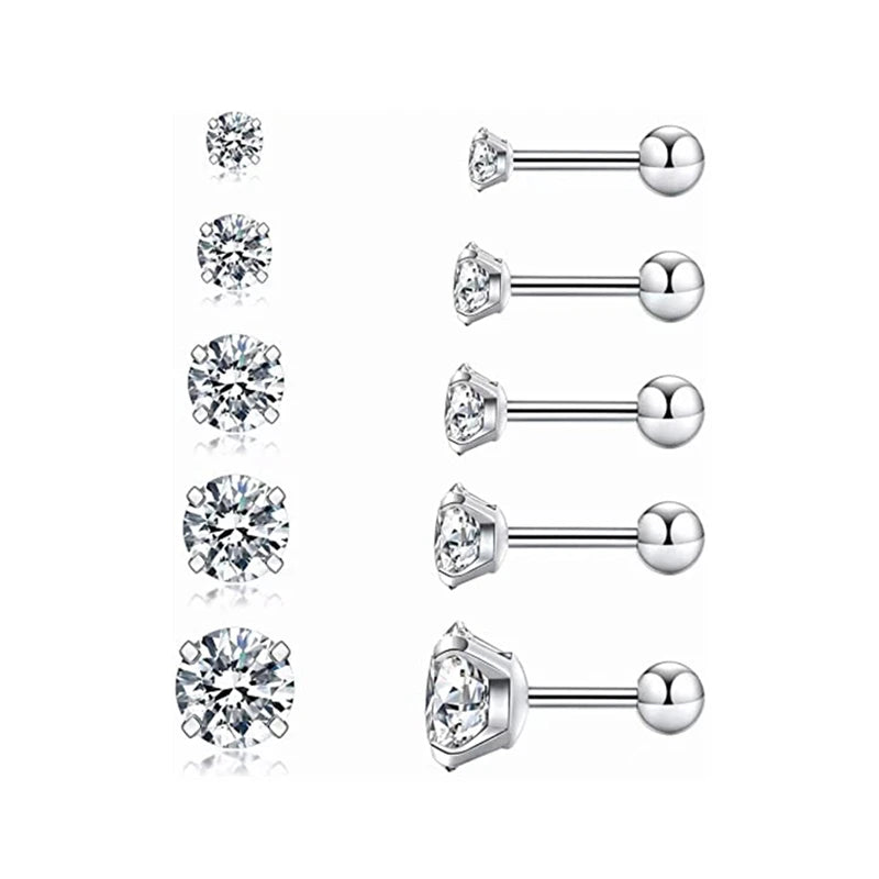2025 Trendy Cubic Zirconia Hypoallergenic Stud Earrings for Women Cartilage Fashion G23 Pure Titanium Earrings