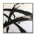 Custom Oil Painting Art Abstract Franz Kline Style Painting in Black Glare Black and White Wall Art Decor for Living Room