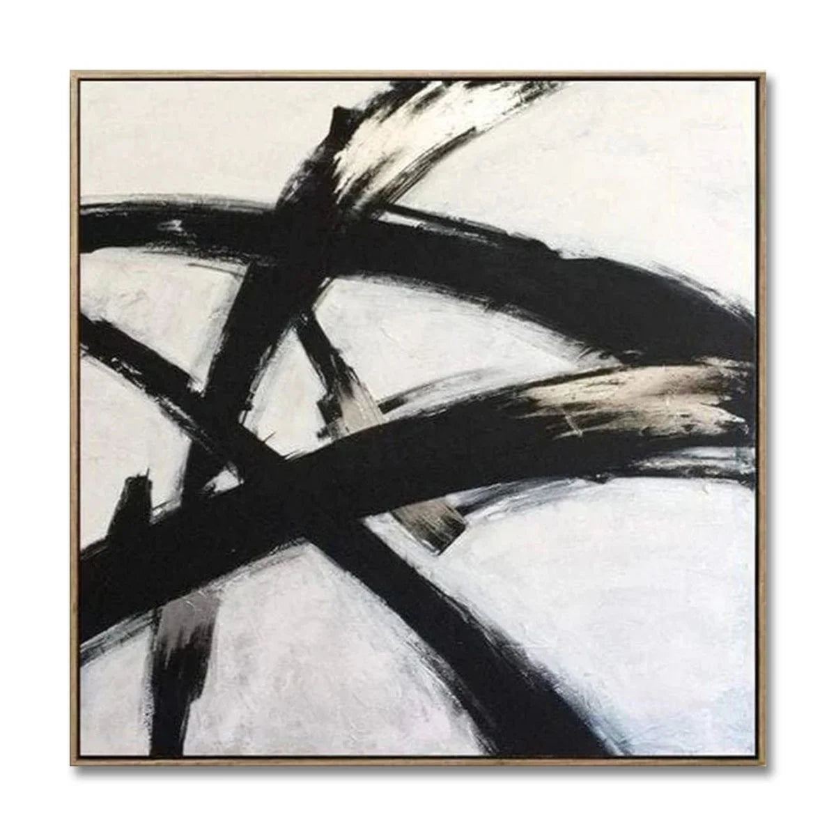 Custom Oil Painting Art Abstract Franz Kline Style Painting in Black Glare Black and White Wall Art Decor for Living Room
