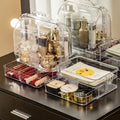 Modern Detachable Plastic Cosmetic Storage Box Drawer Desktop Dustproof Brush Organiser Rectangle Foldable Multifunction Design