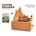 New Stock Vintage 11cm Wooden Roller Coaster Small Train Castle in the Sky Music Box Home Decorations for Presents