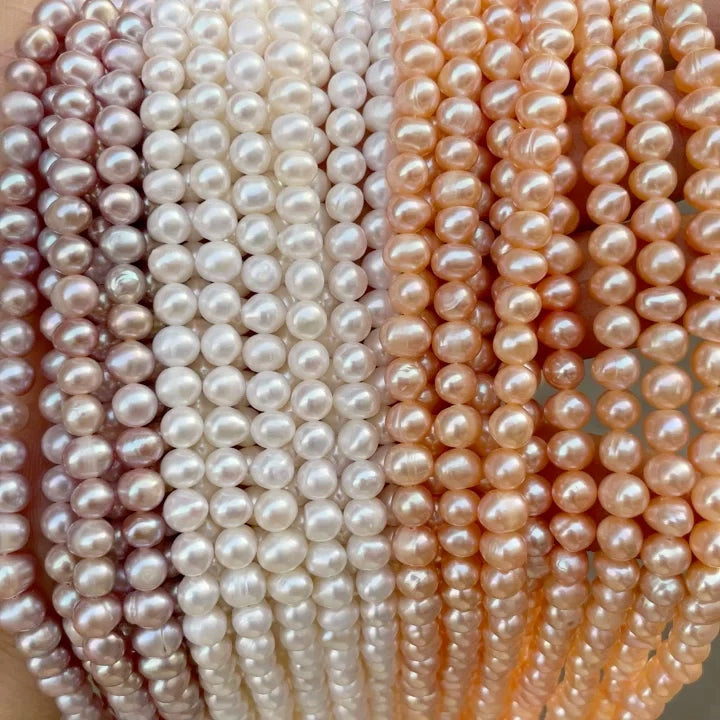 5-6mm Natural Freshwater Pearls Round Beads Loose Beads DIY Bracelet Necklace Clothing Jewelry Accessories Making