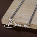Custom Name Necklace Double Cut Letter Pendant Stainless Steel Necklace Personalized Gift for Women Men Hainon