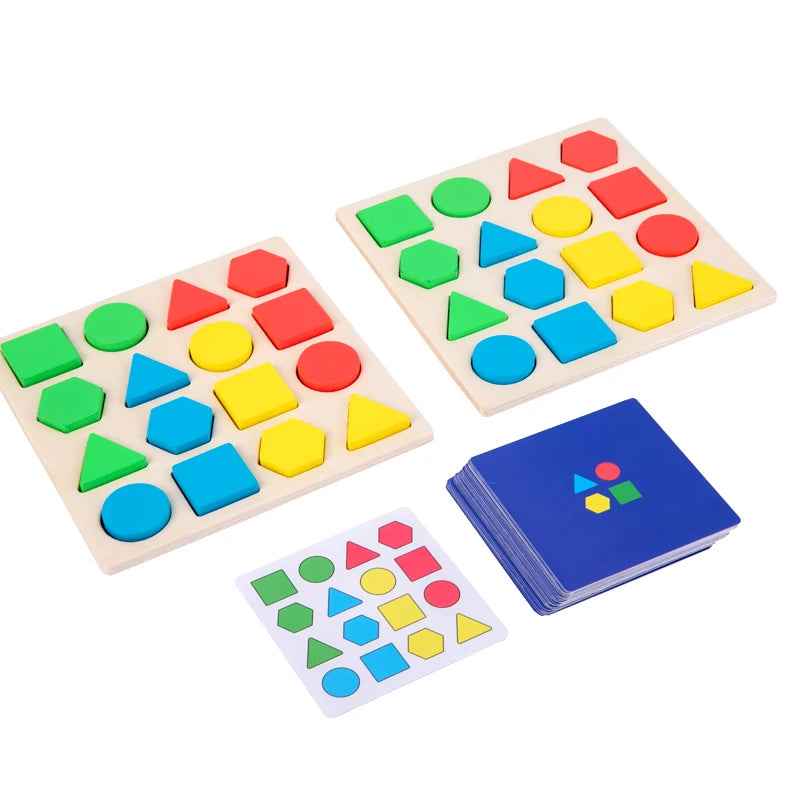 Wholesale Unisex Montessori Educational Toy Set Wooden Letter Blocks Numbers Geometric Battle Game Intelligent EN71 1 Set