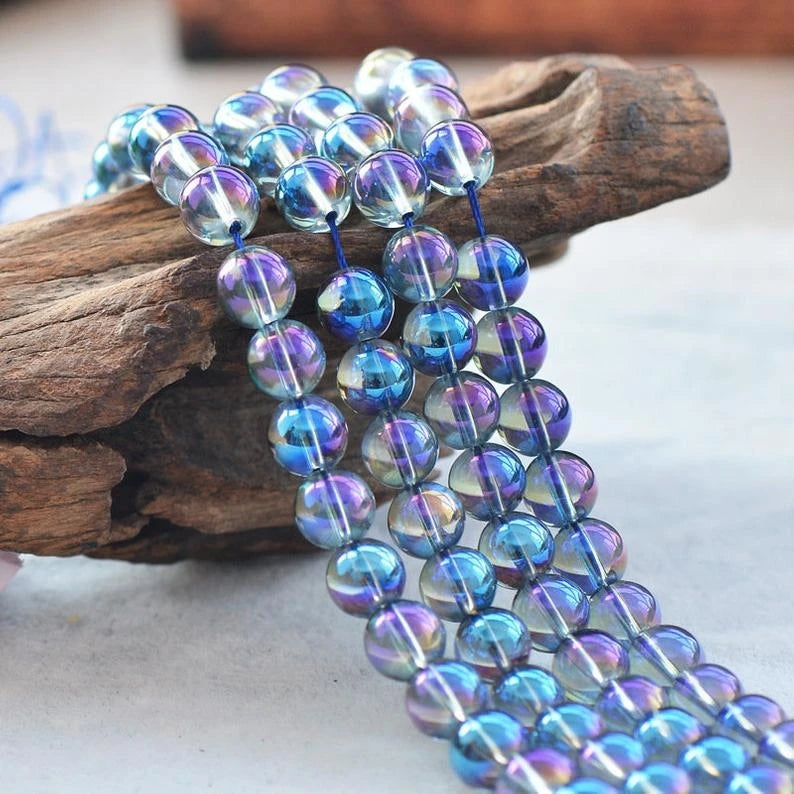 Wholesale 6mm 8mm 10mm Jewelry Accessories Multicolor Plated Round Handmade Glass Crystal Beads Bulk