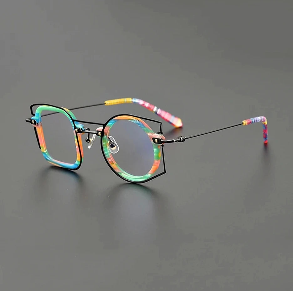 Fashion Glasses Women's Comfortable Vintage Polygon Pure Titanium Eyewear Prescription Eyeglasses Frame for Men
