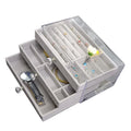 New Acrylic Jewelry Storage Box 3 Drawers 3 Layers Flannel  Earrings Ring  Custom Storage Jewelry Box