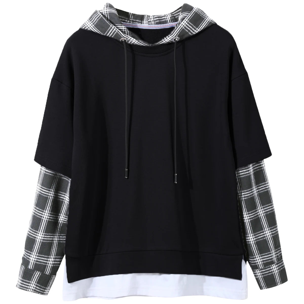 Fitspi   Woven Checkered Hooded Long Sleeve Checkered Shirt  Sleeves Shirt  Sportswear  Hoodie Custom Hoodie