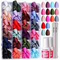 24 Pieces of Wearable Almond Acrylic False Nails in 24 Solid Colors Glossy & Matte Nail Art Supplements Autumn Winter