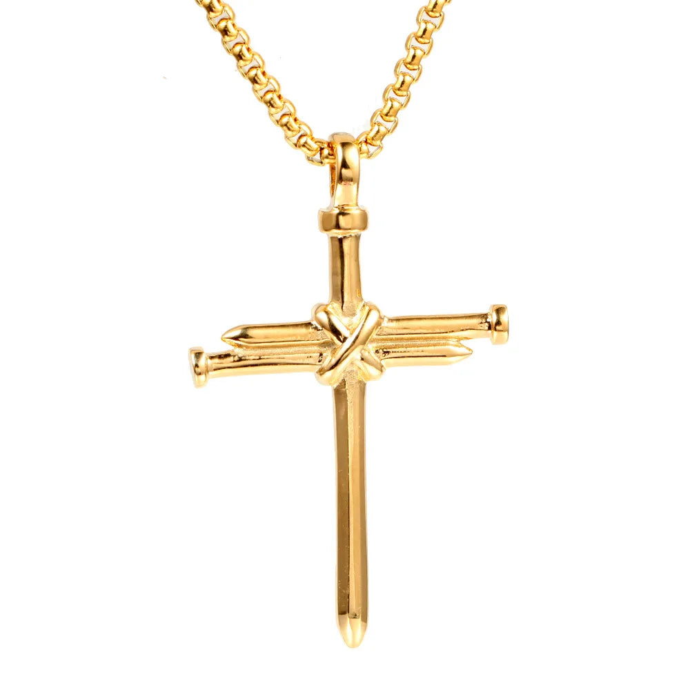 Classic Simple All-match Stainless Steel Nail Pendant Titanium Steel Cross Necklace