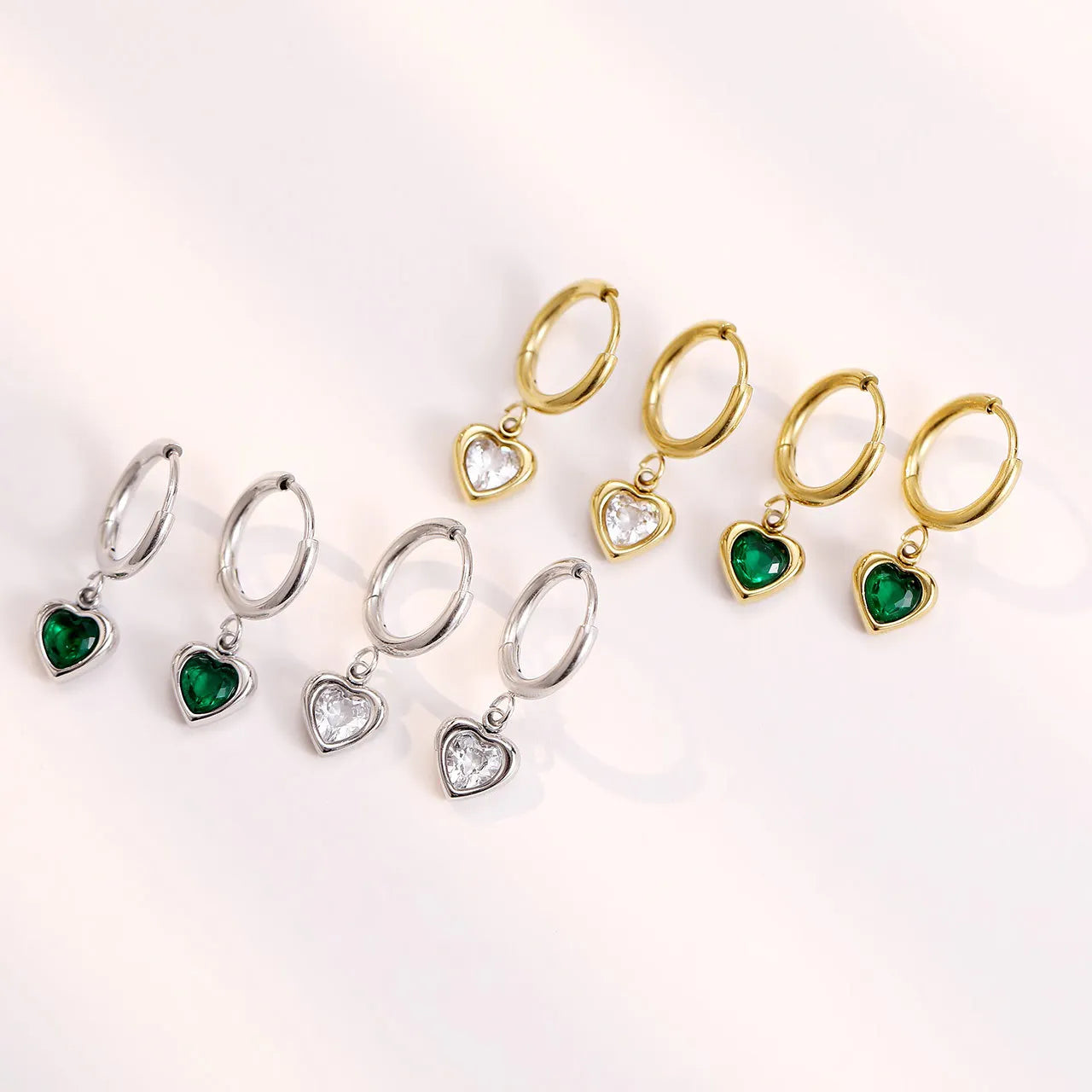 Light Luxury PVD Gold Plated Stainless Steel Zircon Drop Earring for Girlfriend Lady Everyday Jewelry