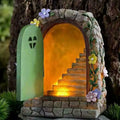 1PCS Fairy Door Solar Light Pixie Secret Magical Garden Tree Figurine Decor