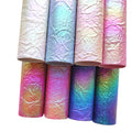 Rainbow Holographic Wrinkles Leather Sofa PU Fabricfor Making Key Chain Decoration Craft Cover Bag