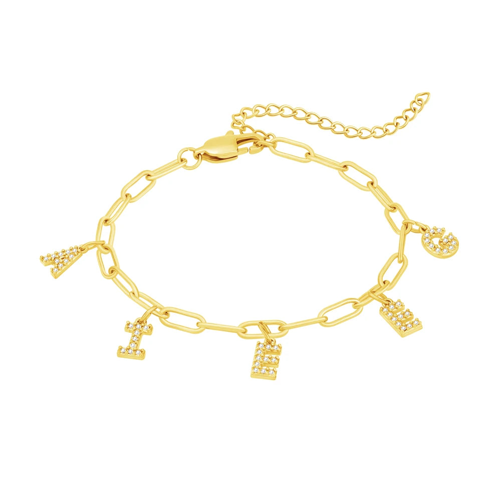 Trendy Initial Bracelets Anklets for Women Stainless Steel Jewelry Monogram Letter Charms Gold Jewelry Gift Link Chain Bracelet