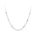 Hot Selling Fashion Jewelry 925 Sterling Silver rainbow Bean Geometric Colorful Bead Necklaces Chain for Women