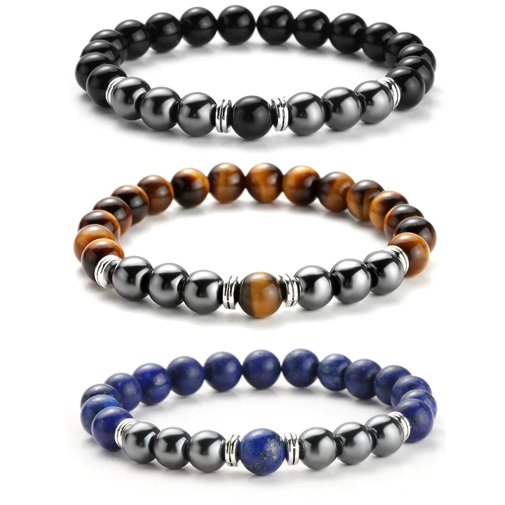 Wholesale Natural Stone New Crystal 8mm Elastic Force Beads Bracelet Gemstone Jewelry Tiger Eyes Stainless Steel Bracelet