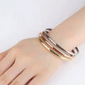 2/3mm Thick Round Bangle & Bracelet 60mm 65mm Big Size Stainless Steel Gold Plated High Polish Smooth Bangle Bracelet for Women