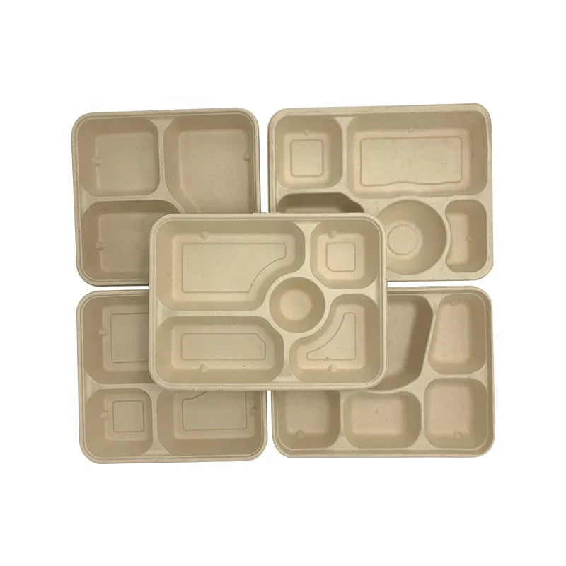 Eco-Friendly Biodegradable Disposable Bento Lunch Boxes for Cosmetic Customizable Waterproof Paper Containers Embossed Design