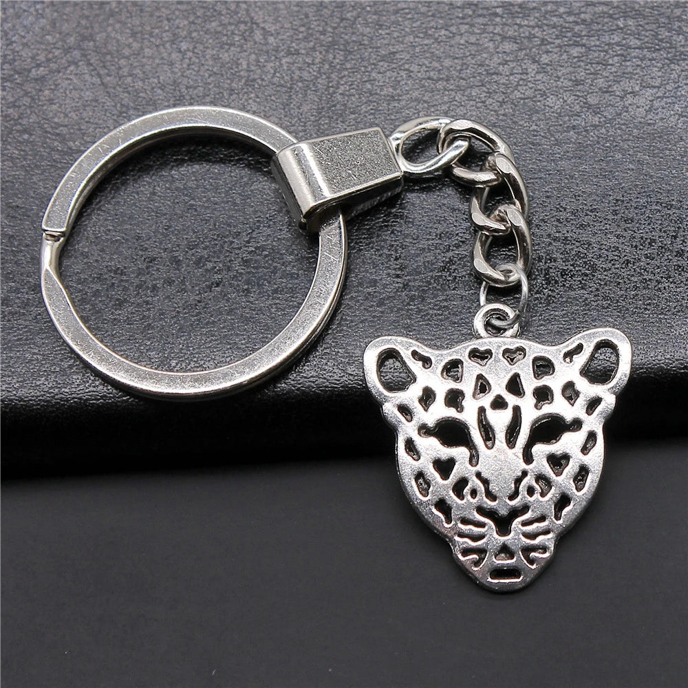 WYSIWYG 28x26mm Antique Silver Plated Antique Bronze Plated Zinc Alloy Leopard Head Keychain Accessories P2-ABD-C10656