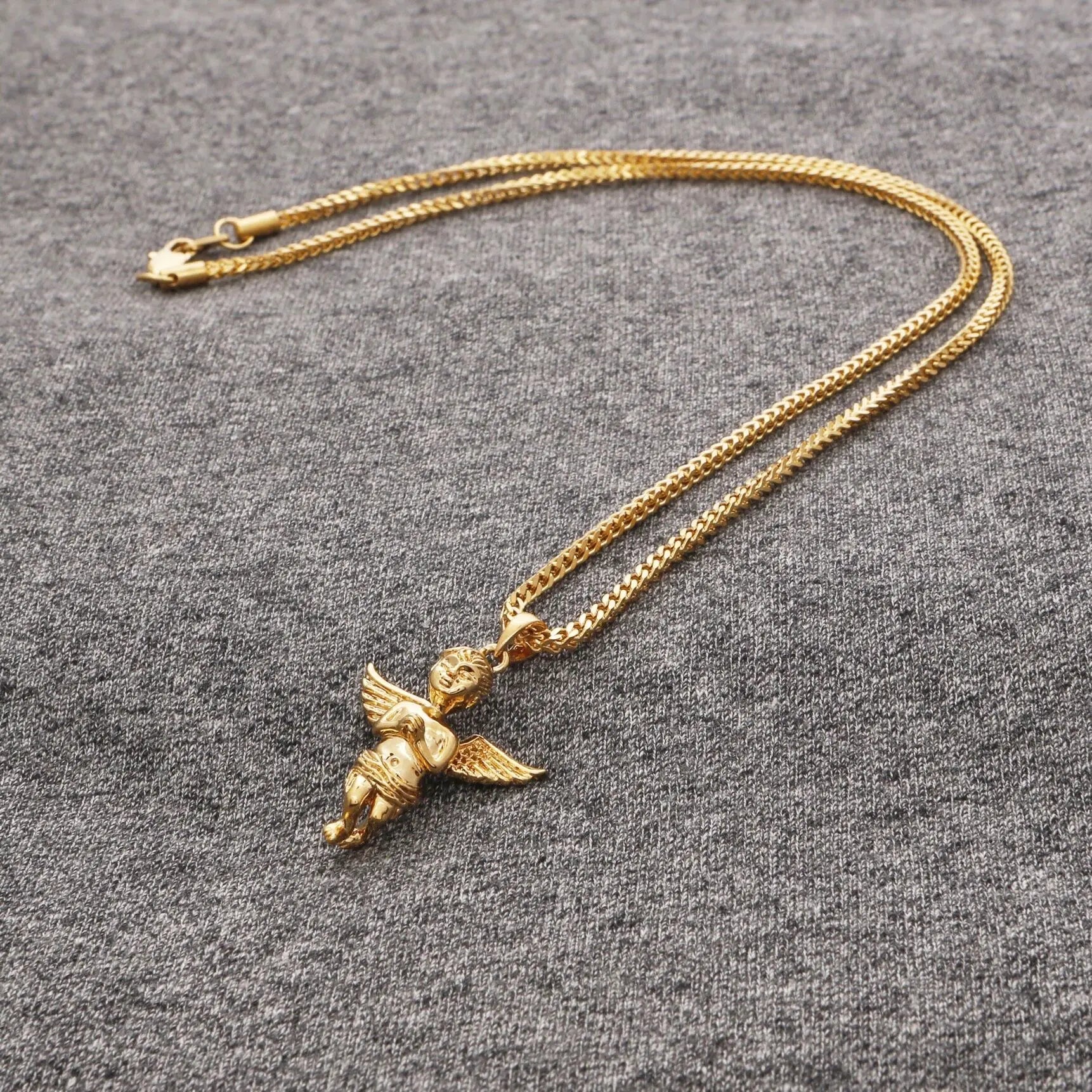 Retro David Star Pendant Love Heart Jewelry Cupid Angel Necklace Stainless Steel 18k Gold Jesus Praying Hamsa Hand Necklace