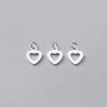 925 Sterling Silver Heart Charms for Bracelet Making Small Size Hollow Heart Shape Dangle Pendant Finding Supply