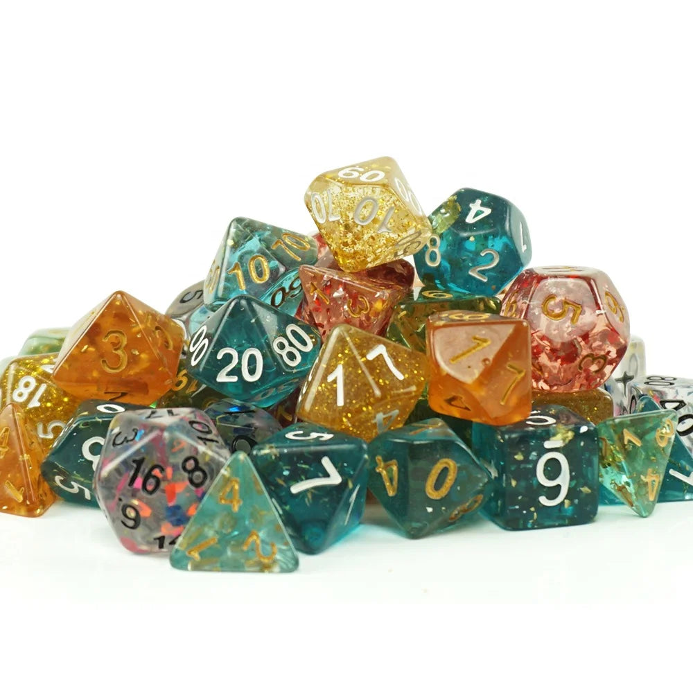 Wholesale Rpg Board Game 7pcs Polyhedral Dice Set 28g Dnd Transparent Glitter galaxy Resin Dices for Casino Dungeons and Dragons MegaBDM