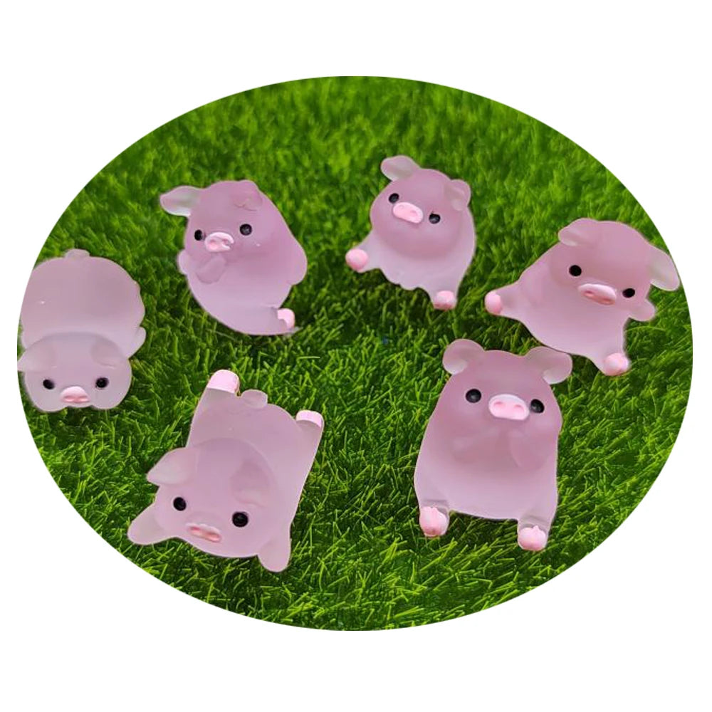Kawaii Mini Resin Grind Arenaceous Animal Cartoon Pig Miniatures Terrarium Figurines Home Decoration DIY Crafts Accessories