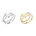 Hot Sale Stainless Steel Spinning Fidget Pearl Rings Frosted Gold-Plated Spin Ball Spinner Open Adjustable Anxiety Layers Ring