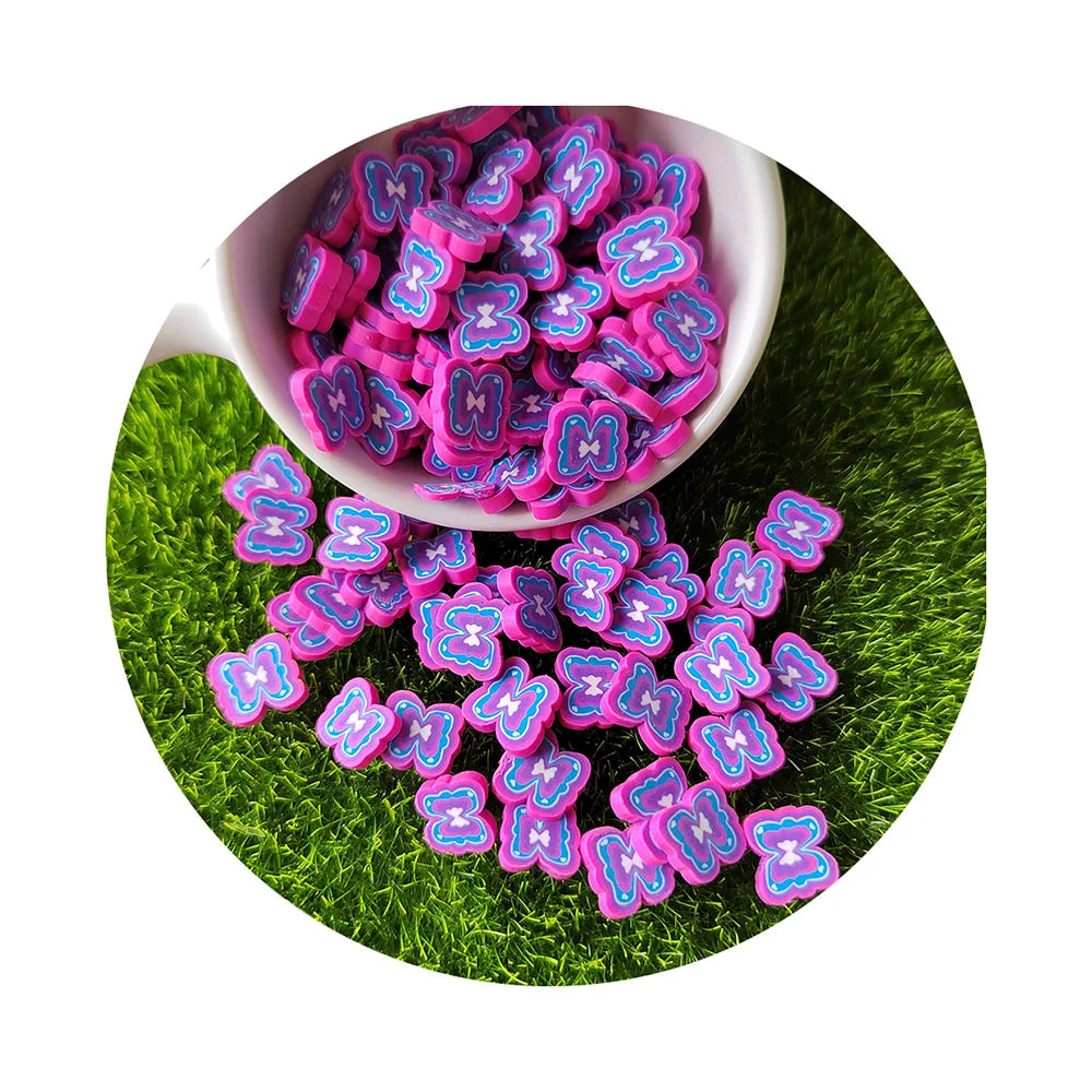 500g/Lot Mini Purple Color Butterfly Polymer Clay Slices Sprinkles for DIY Crafts Slime Fillers Supplier