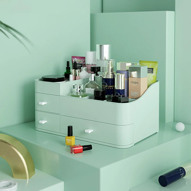Factory Outlet ABS Glossy Folding Multifunction Desktop Cosmetic Storage Box Organizer Drawers
