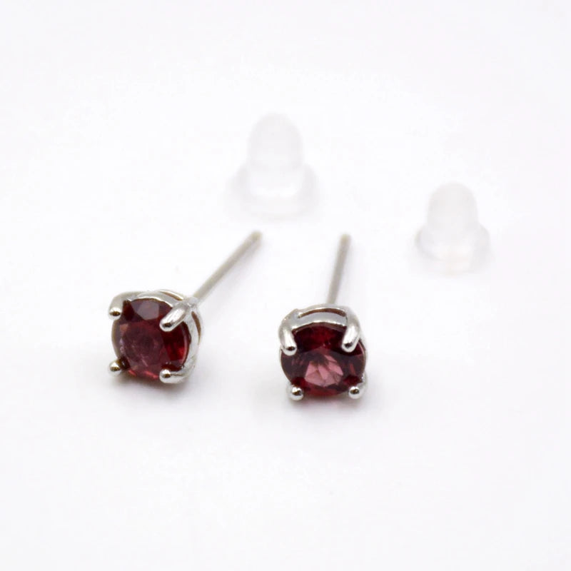 Wholesale Tiny Amethyst 925 Sterling Silver Natural Green Diopside Birthstone Jewelry Citrine Diamond Garnet Stud Earring