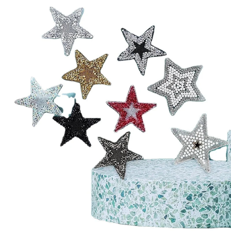 Pearl Rhinestone Star Patches Sew on Stickers Applique 3D Handmade Beaded Diy for T-shirt Appliques Clothes Stickers Clothing