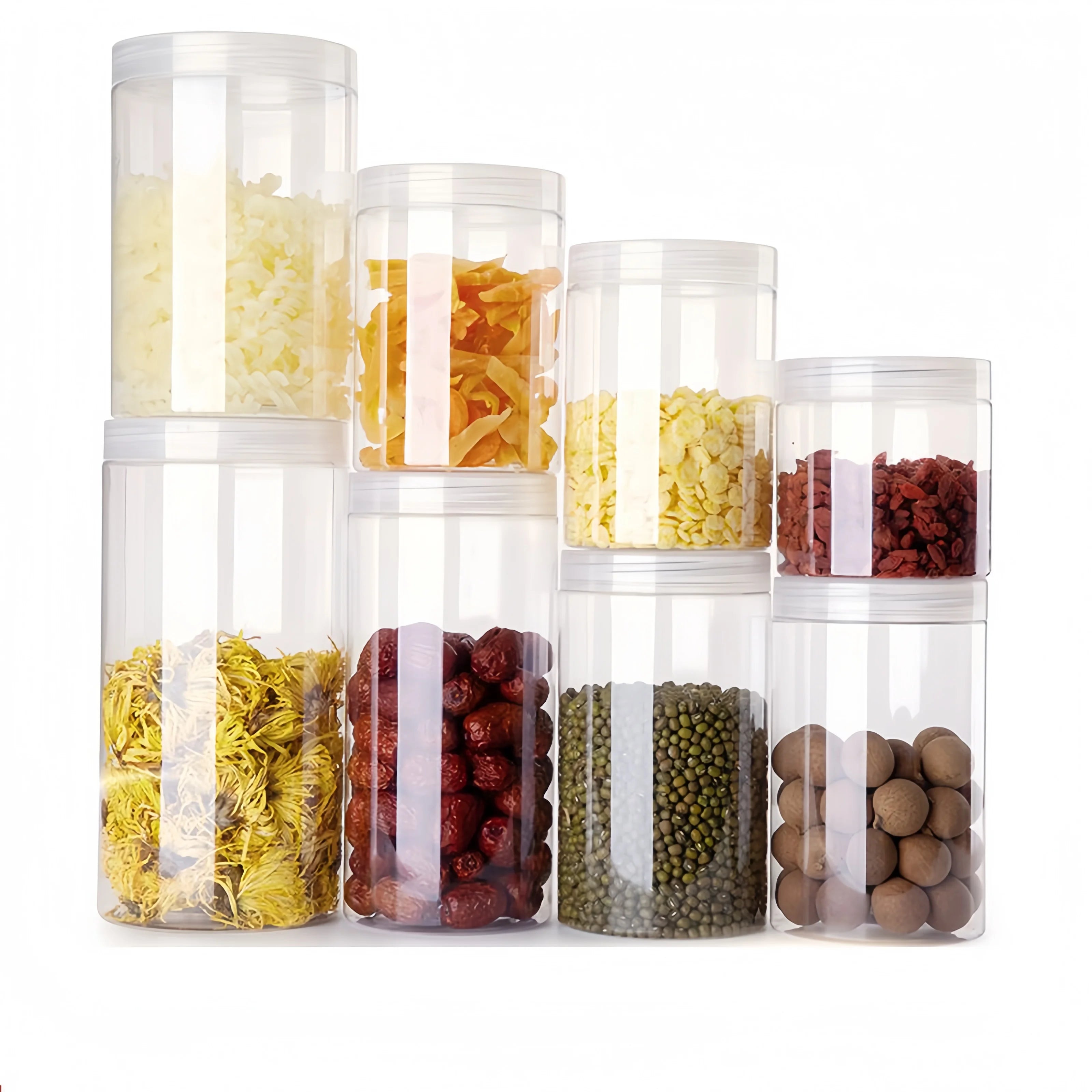 Lower MOQ Empty Food Grade 150ml to 1000ml Food Grade clear Pet Plastic Jars with Screw Lids