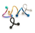 Twisted Spiral Barbell Cartilage Helix Tragus Earring Lip Eyebrow Labret Hoop Rings Piercing Jewelry Surgical steel Balls 16