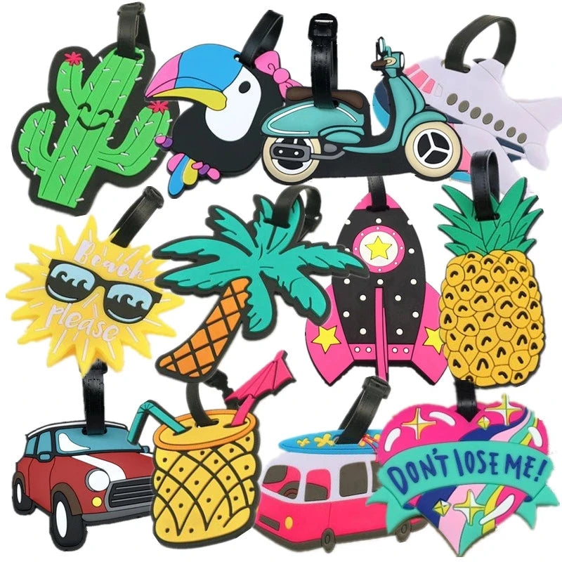 Car Plane Bird Luggage Tags Suitcase Holder Travel Suitcase Name Tag Silicone Portable Label Glasses Baggage Tag