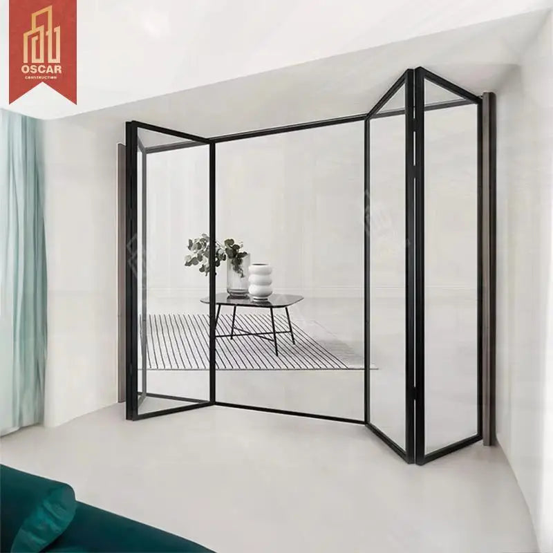 Aluminum Folding Door Bi-Fold Transparent Motorhome Portable Flexible Space-Saving Camper Van Rv Travel Camping Folding Door
