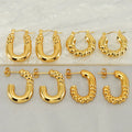 Hollow Out 18K Gold Plated Stainless Steel Earrings Waterproof Round Twist Rope Gold Beads Designer Fashion Earrings for Women